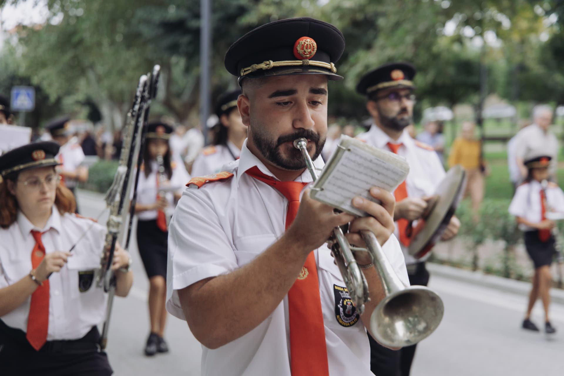 Músicos da banda de música em desfile